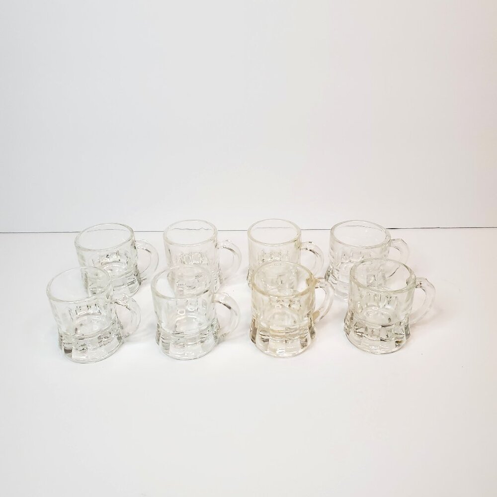 Eight Beer Mug Shot Glasses (Markings on Bottom) Vintage